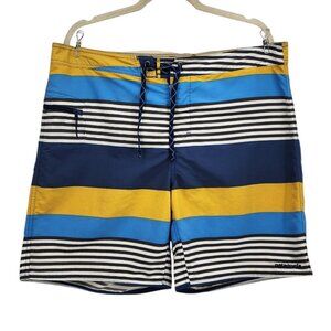 Patagonia Mens 38 Board Shorts M's Wavefarer 19" Striped Swim Shorts Beach Water